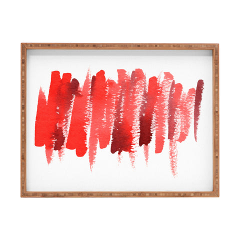 Social Proper Red Strokes Rectangular Tray