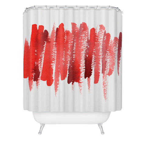 Social Proper Red Strokes Shower Curtain