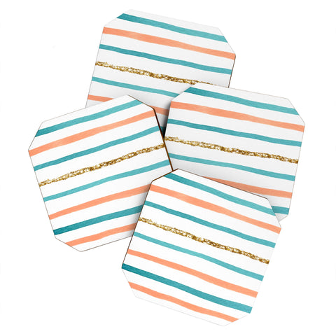 Social Proper Sparkle Stripe Coaster Set