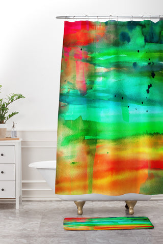 Sophia Buddenhagen A Colorful Spot Shower Curtain And Mat