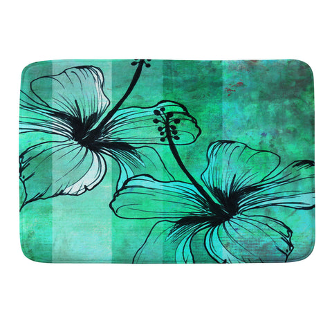 Sophia Buddenhagen Aqua Floral Memory Foam Bath Mat