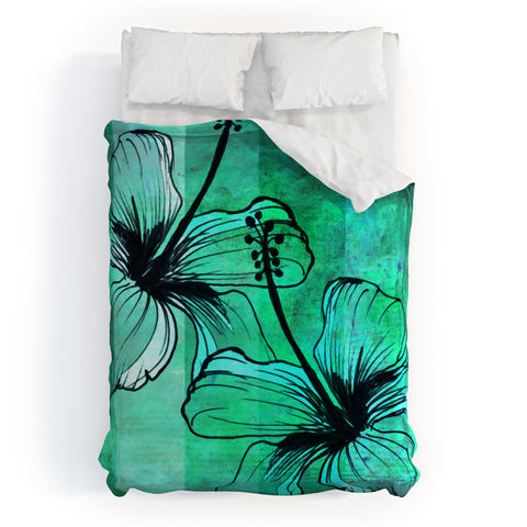Sophia Buddenhagen Aqua Floral Duvet Cover