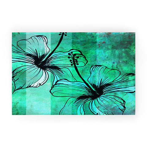 Sophia Buddenhagen Aqua Floral Welcome Mat