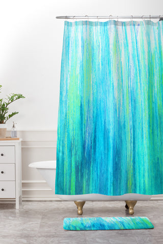 Sophia Buddenhagen Aqua Stream Shower Curtain And Mat