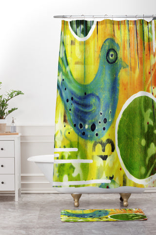 Sophia Buddenhagen Blue Bird Shower Curtain And Mat