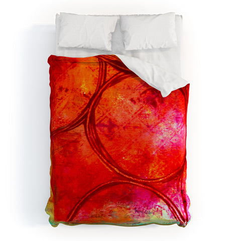Sophia Buddenhagen Bright Red Circles Duvet Cover