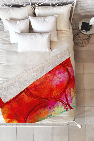 Sophia Buddenhagen Bright Red Circles Fleece Throw Blanket