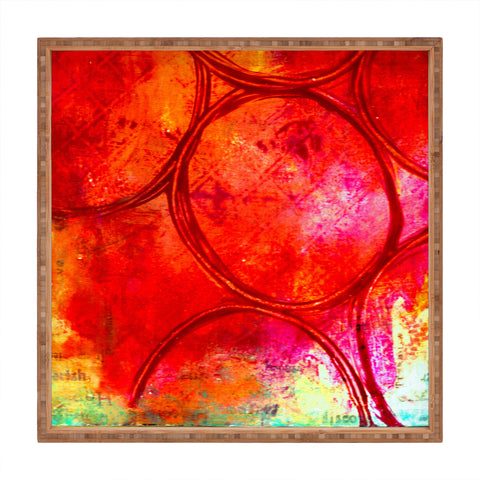 Sophia Buddenhagen Bright Red Circles Square Tray