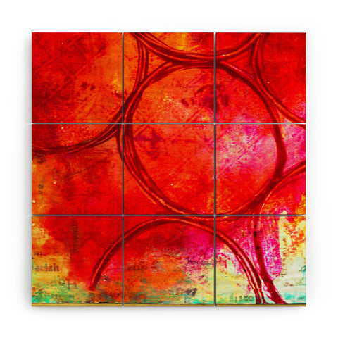 Sophia Buddenhagen Bright Red Circles Wood Wall Mural