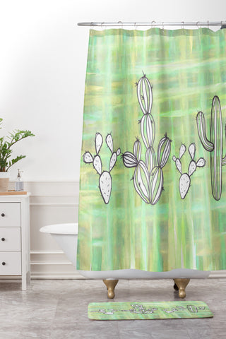 Sophia Buddenhagen Cactus Friends Shower Curtain And Mat