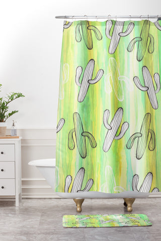 Sophia Buddenhagen Cactus Mix Shower Curtain And Mat