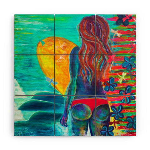 Sophia Buddenhagen Cheeky Surfer Wood Wall Mural