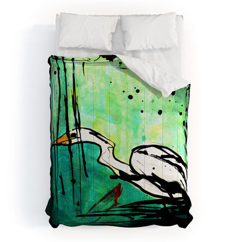 Sophia Buddenhagen Green And White Bird Comforter