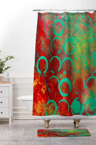 Sophia Buddenhagen Green Stains Shower Curtain And Mat