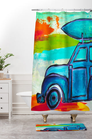 Sophia Buddenhagen Lets Go Surfing Shower Curtain And Mat