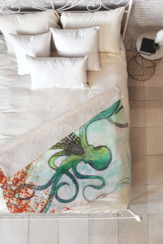 Sophia Buddenhagen The Octopus Fleece Throw Blanket