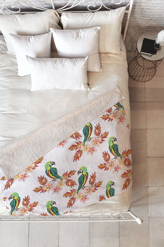 Sophia Buddenhagen Tropical Bird Fleece Throw Blanket