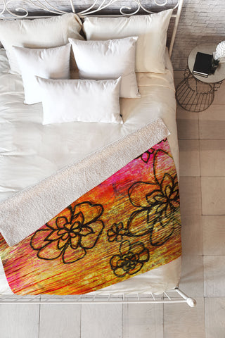 Sophia Buddenhagen Yellow Flowers Fleece Throw Blanket