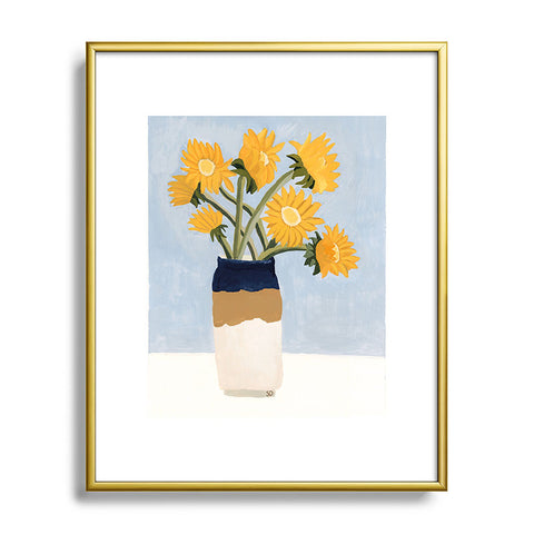 sophiequi Vase with Sunflowers Metal Framed Art Print