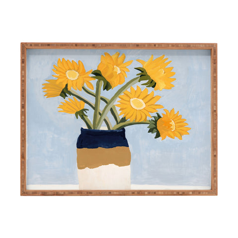 sophiequi Vase with Sunflowers Rectangular Tray