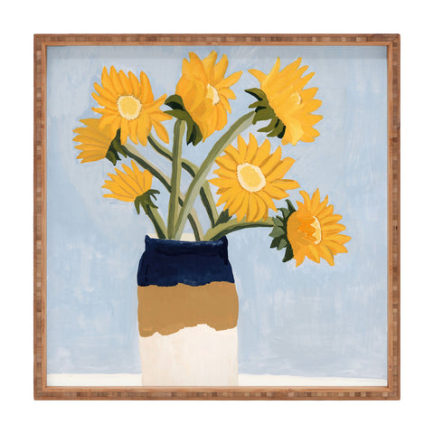 sophiequi Vase with Sunflowers Square Tray
