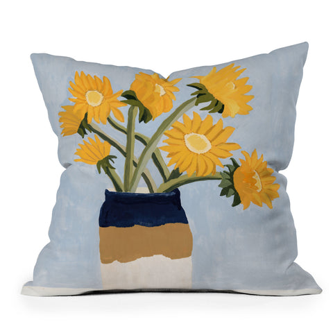 sophiequi Vase with Sunflowers Throw Pillow