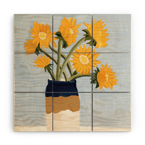 sophiequi Vase with Sunflowers Wood Wall Mural