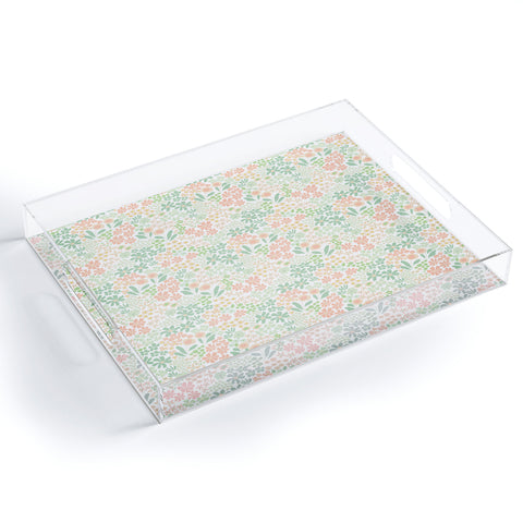 Southerly Design Coral and Mint Florals Acrylic Tray