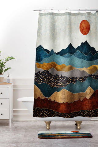 SpaceFrogDesigns Amber Dusk Shower Curtain And Mat