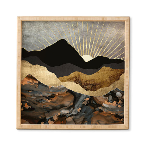 SpaceFrogDesigns Copper and Gold Mountains Framed Wall Art