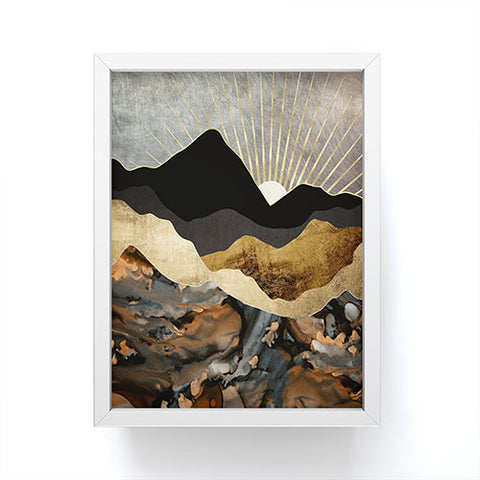 SpaceFrogDesigns Copper and Gold Mountains Framed Mini Art Print