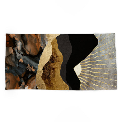 SpaceFrogDesigns Copper and Gold Mountains Beach Towel