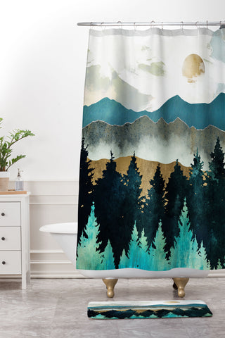 SpaceFrogDesigns Forest Mist Shower Curtain And Mat