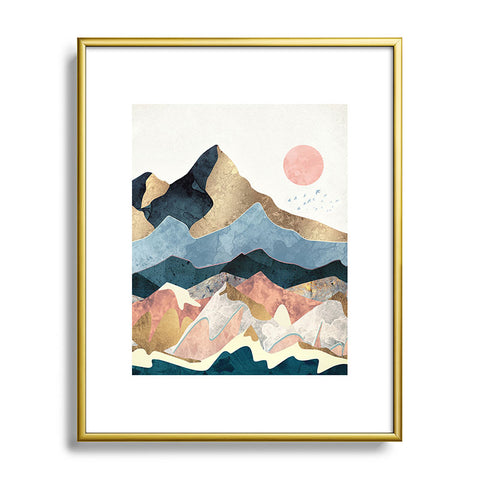 SpaceFrogDesigns Golden Peaks Metal Framed Art Print