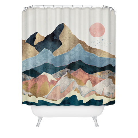 SpaceFrogDesigns Golden Peaks Shower Curtain