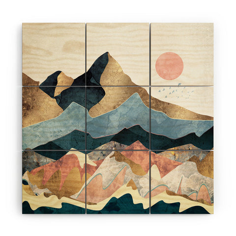 SpaceFrogDesigns Golden Peaks Wood Wall Mural
