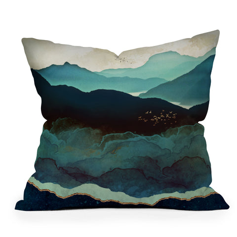 SpaceFrogDesigns Indigo Mountains Throw Pillow
