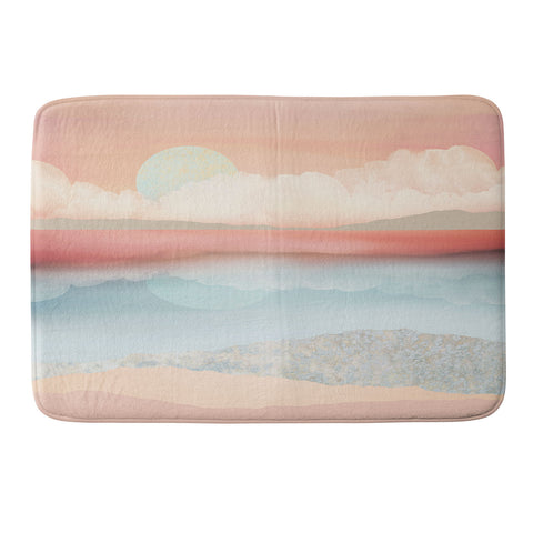 SpaceFrogDesigns Mint Moon Beach Memory Foam Bath Mat