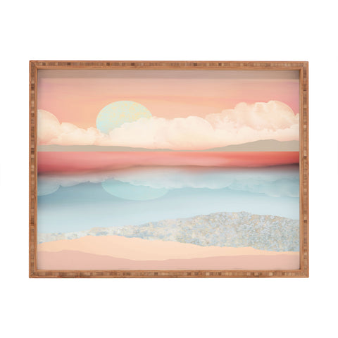 SpaceFrogDesigns Mint Moon Beach Rectangular Tray