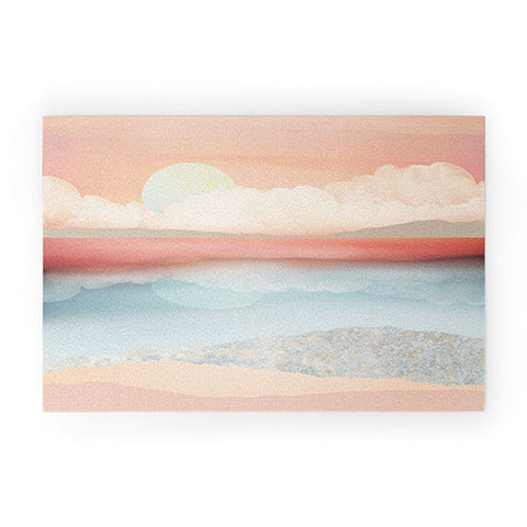 SpaceFrogDesigns Mint Moon Beach Welcome Mat