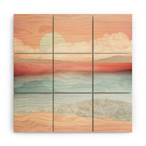 SpaceFrogDesigns Mint Moon Beach Wood Wall Mural