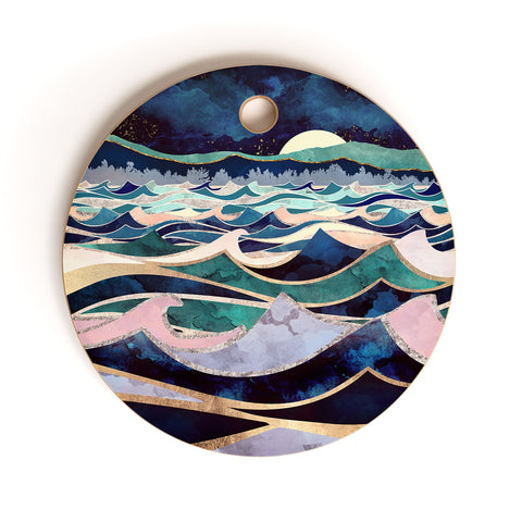 SpaceFrogDesigns Moonlit Ocean Cutting Board Round