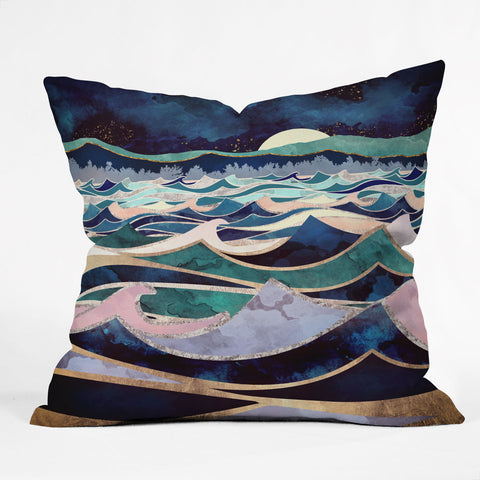 SpaceFrogDesigns Moonlit Ocean Outdoor Throw Pillow