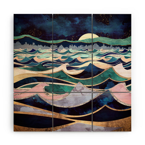 SpaceFrogDesigns Moonlit Ocean Wood Wall Mural