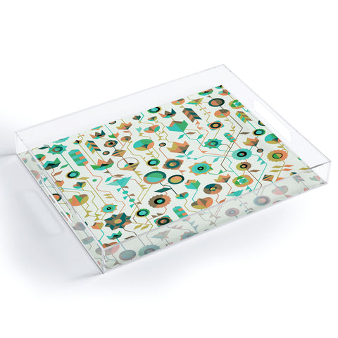 Spires Geometric Floral Neutrals Acrylic Tray