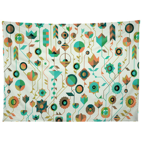 Spires Geometric Floral Neutrals Tapestry