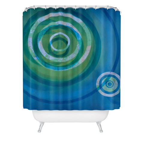 Stacey Schultz Circle Maps Blue Green Shower Curtain