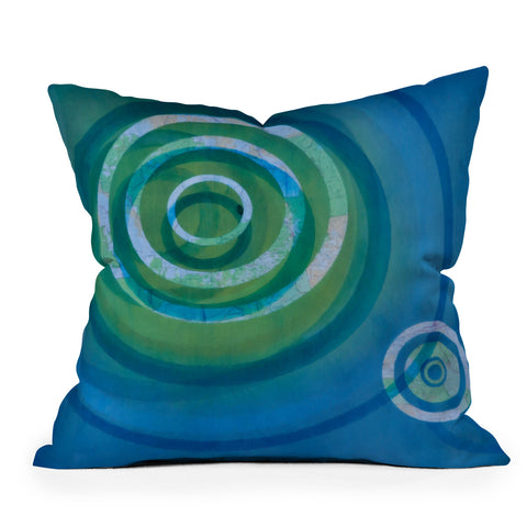 Stacey Schultz Circle Maps Blue Green Throw Pillow