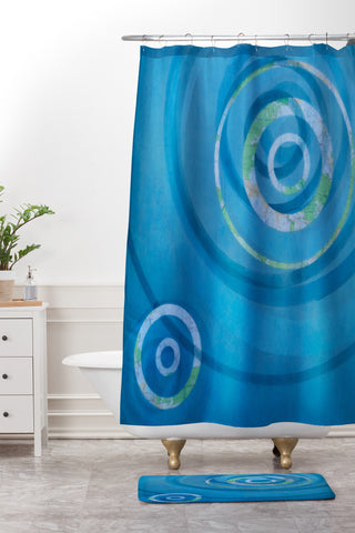 Stacey Schultz Circle Maps Blue Navy Shower Curtain And Mat