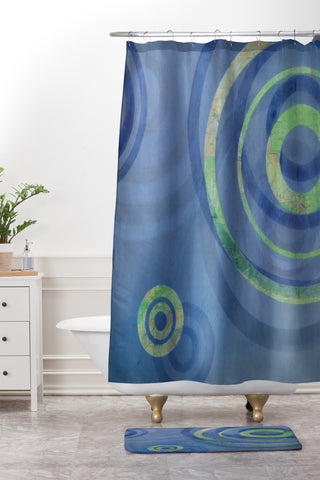 Stacey Schultz Circle Maps Royal Blue 1 Shower Curtain And Mat